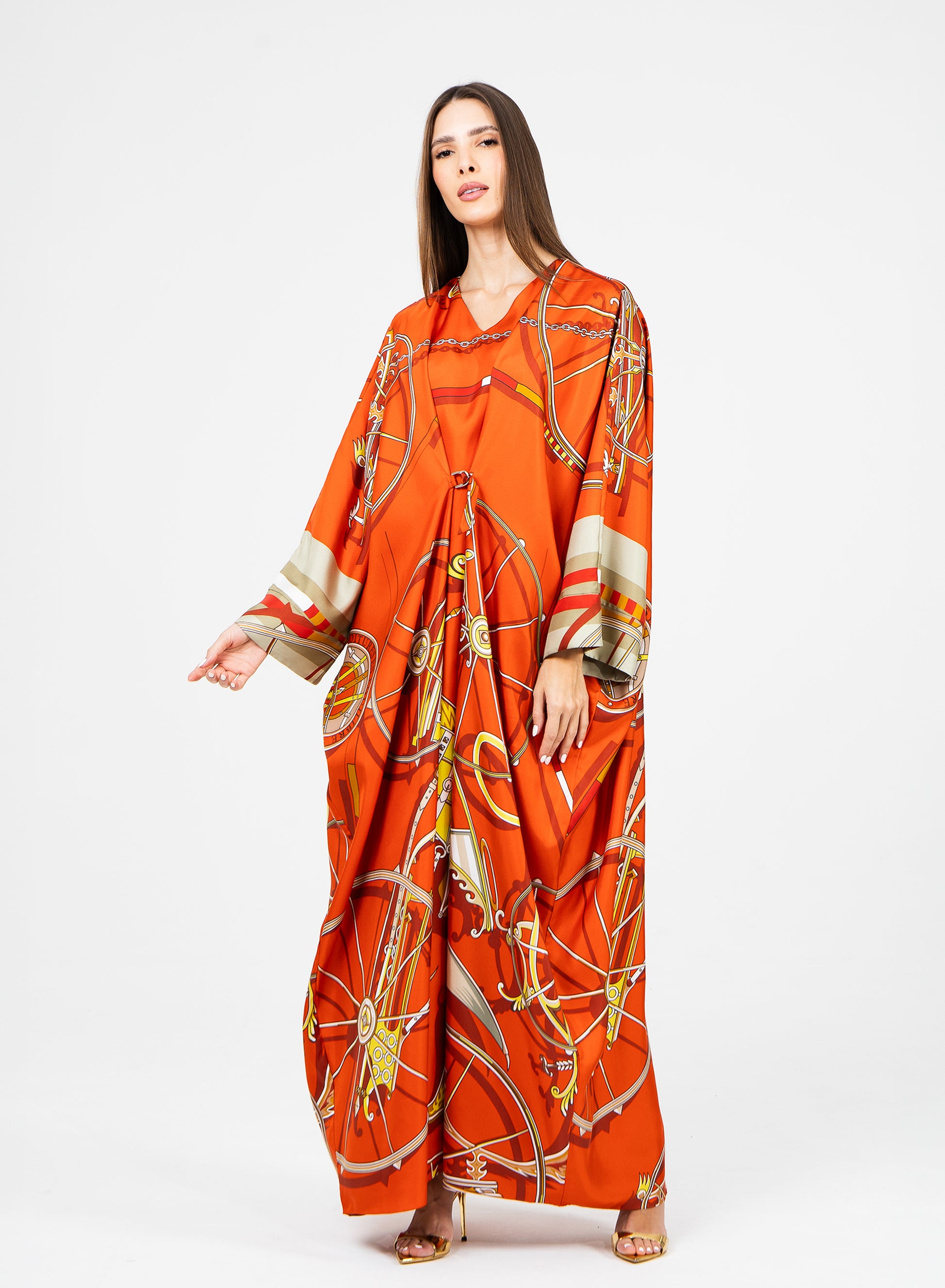 Herms Original Italian Twill Silk - Vivid Orange Caftan House of Caftan Herms Original Italian Twill Silk - Vivid Orange Caftan House of Caftan