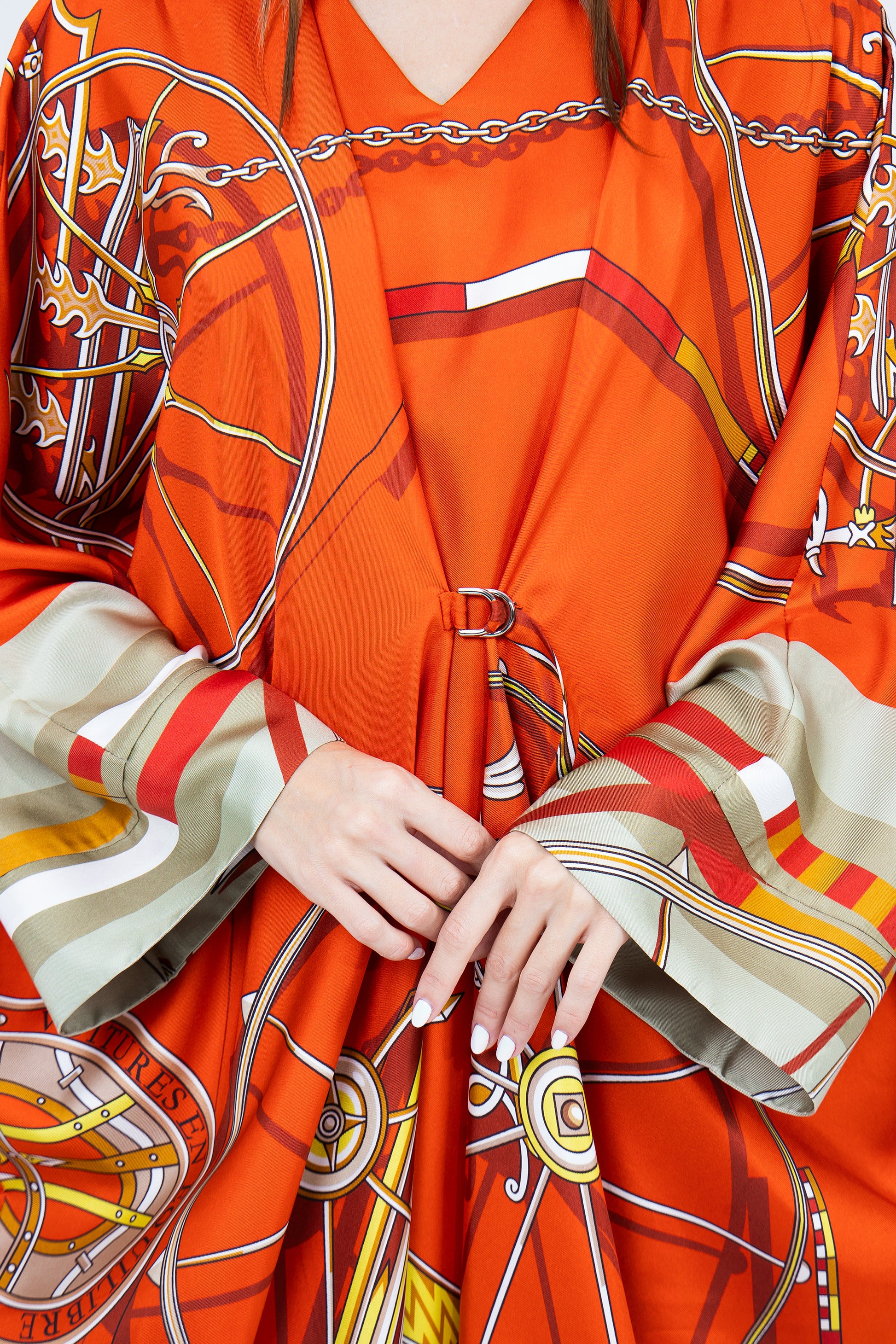 Herms Original Italian Twill Silk - Vivid Orange Caftan House of Caftan Herms Original Italian Twill Silk - Vivid Orange Caftan House of Caftan